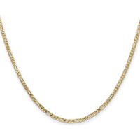 14K Yellow Gold 18" 2.25mm Flat Figaro Chain with Lobster Clasp - Solid and Polished Finish by Oro Pregiato