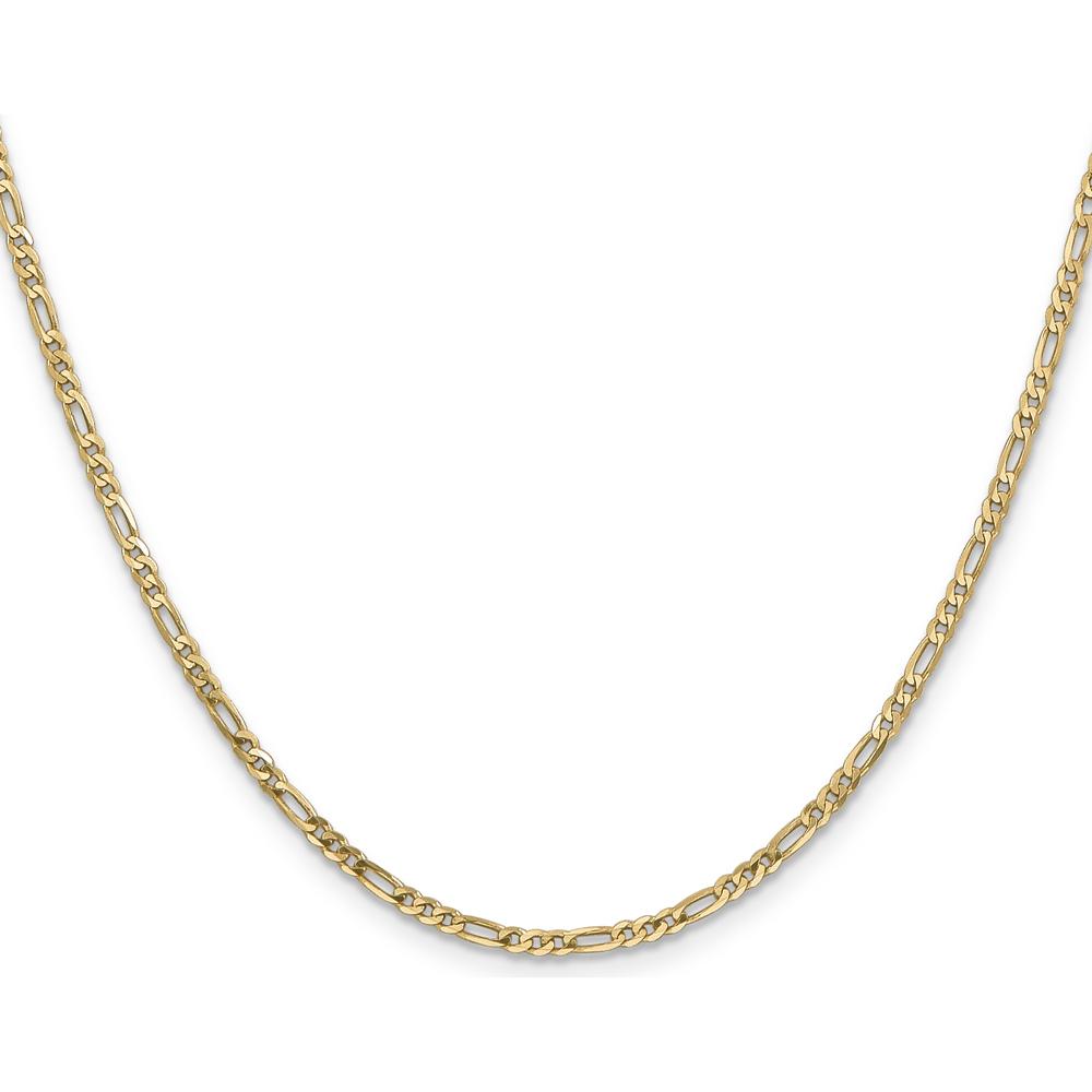 14K Yellow Gold 18" 2.25mm Flat Figaro Chain with Lobster Clasp - Solid and Polished Finish by Oro Pregiato