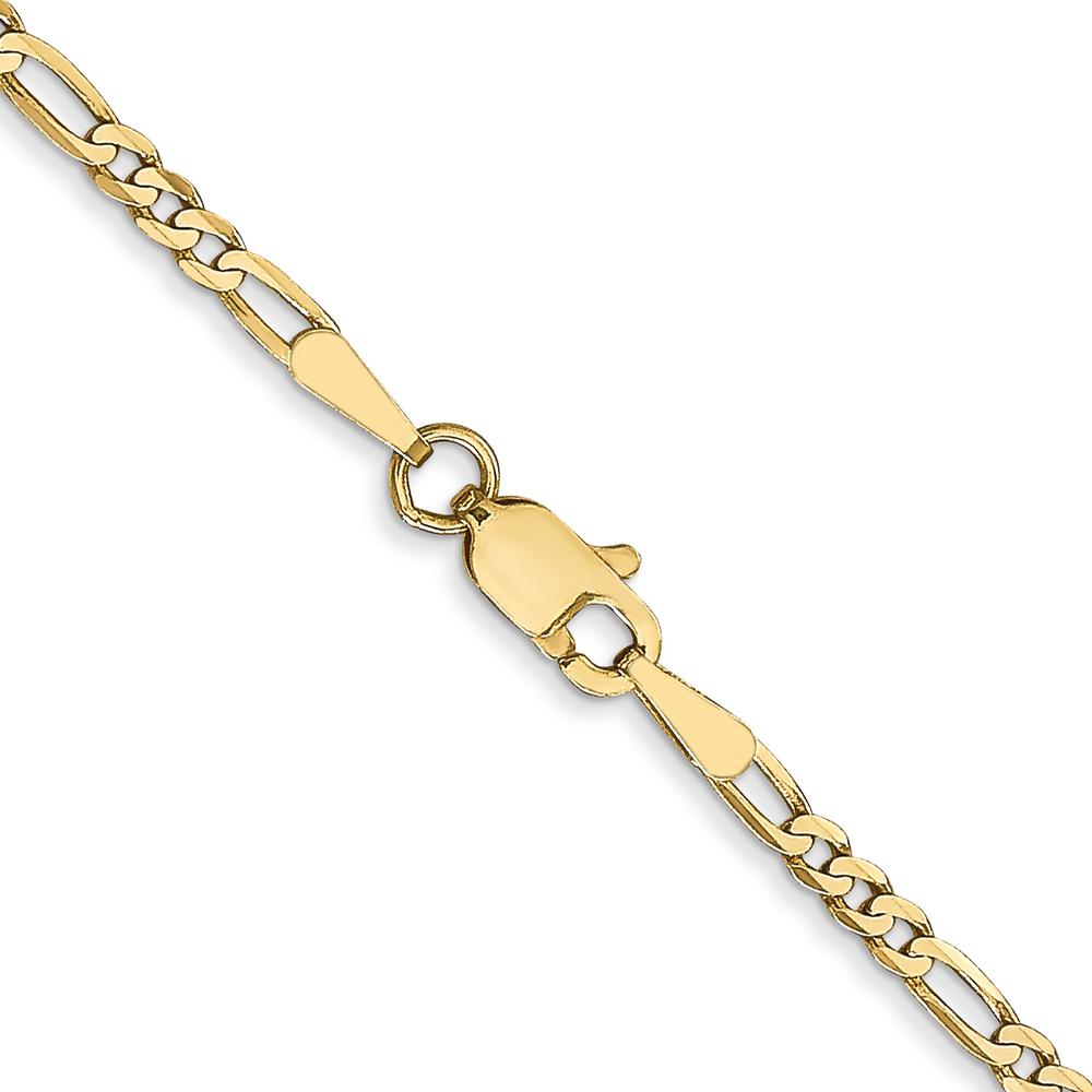 14K Yellow Gold 18" 2.25mm Flat Figaro Chain with Lobster Clasp - Solid and Polished Finish by Oro Pregiato