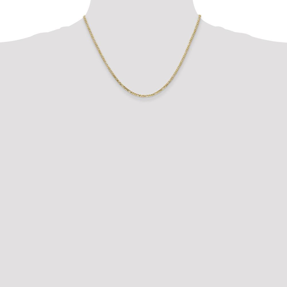 14K Yellow Gold 18" 2.25mm Flat Figaro Chain with Lobster Clasp - Solid and Polished Finish by Oro Pregiato