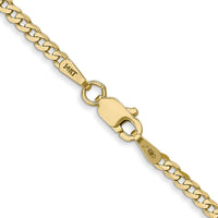 14K Yellow Gold 18" 2.2mm Flat Beveled Curb Chain Necklace with Lobster Clasp by Oro Pregiato