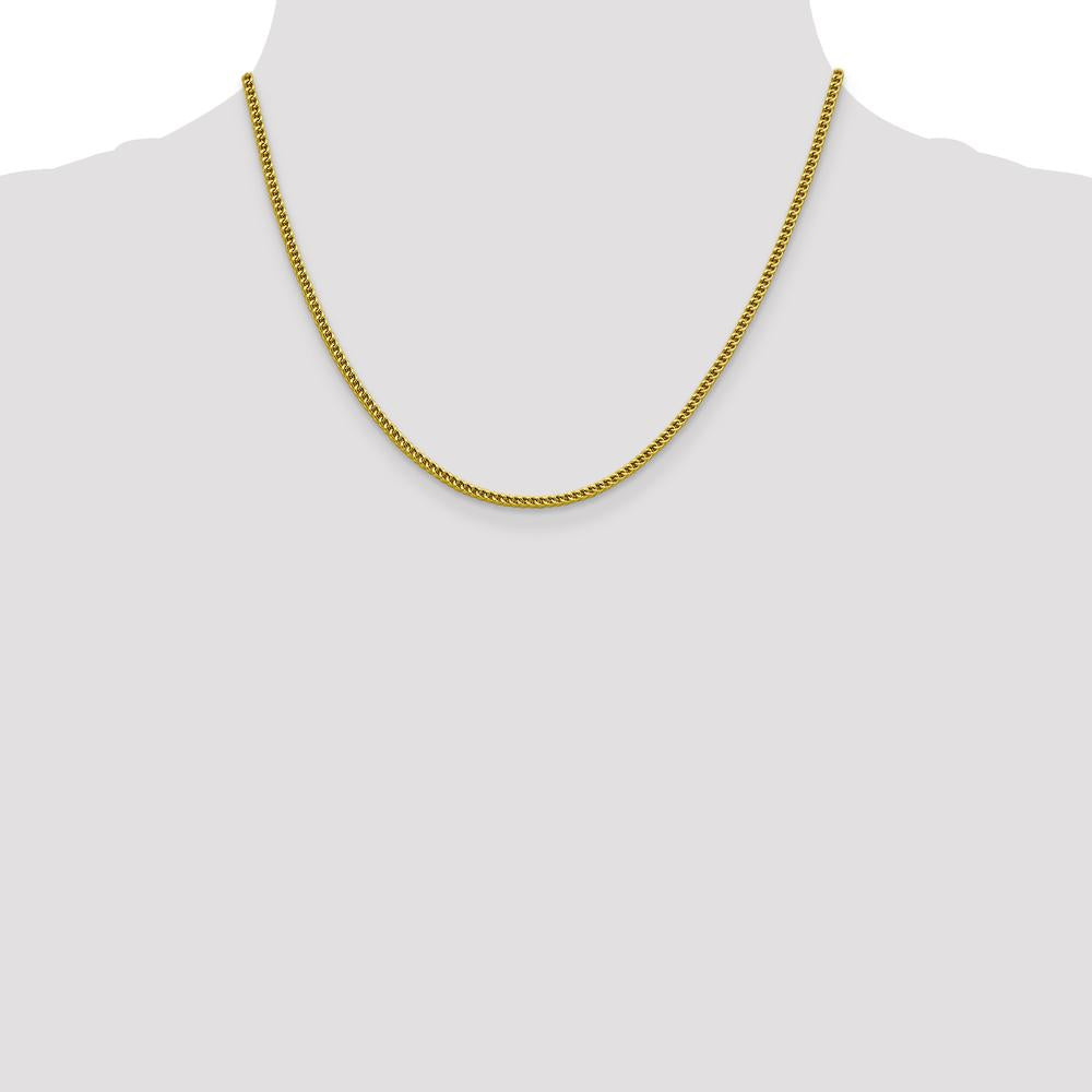 14K Yellow Gold 18" 2.2mm Semi-Solid Franco Chain with Lobster Clasp by Oro Pregiato