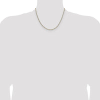 14K Yellow Gold 18" 2.3mm Semi-Solid Figaro Chain with Rhodium Pavé Accents by Oro Pregiato