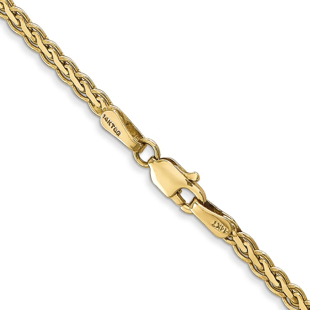 14K Yellow Gold 18" 2.4mm Flat Wheat Chain with Lobster Clasp by Oro Pregiato