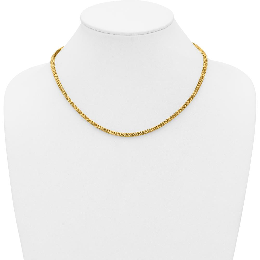 14K Yellow Gold 18" 2.5mm Franco Chain Necklace with Lobster Clasp by Oro Pregiato