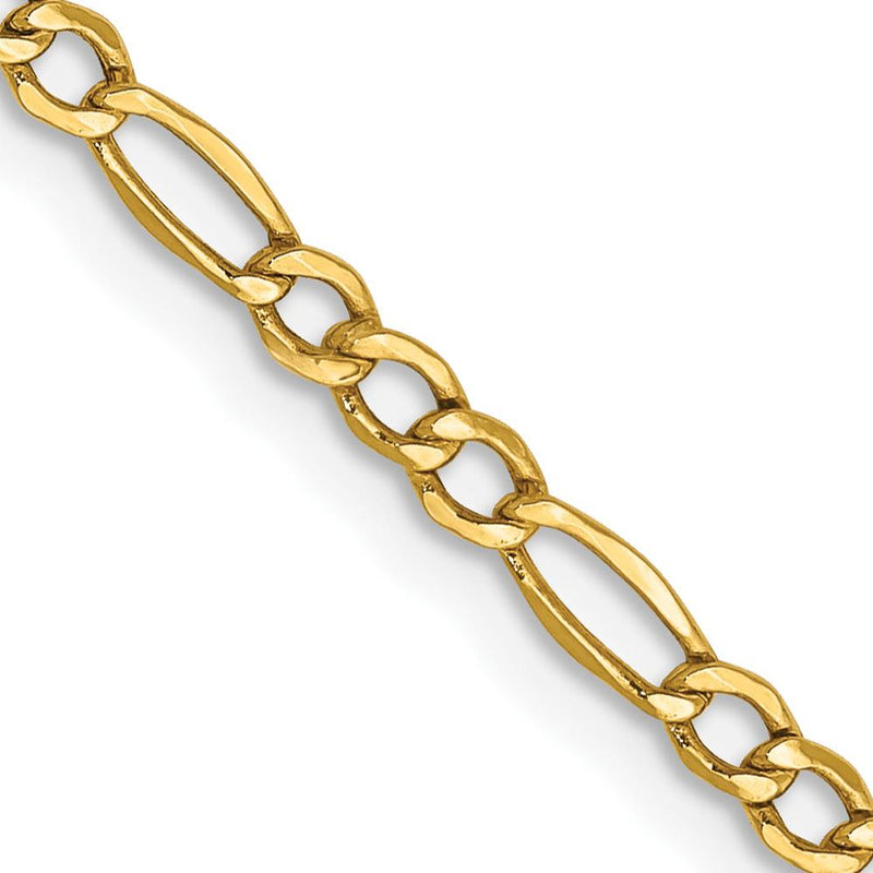 14K Yellow Gold 18" 2.5mm Semi-Solid Figaro Chain with Lobster Clasp by Oro Pregiato