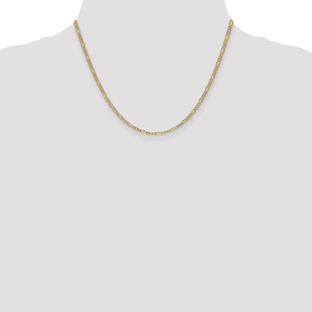 14K Yellow Gold 18" 2.5mm Semi-Solid Figaro Chain with Lobster Clasp by Oro Pregiato
