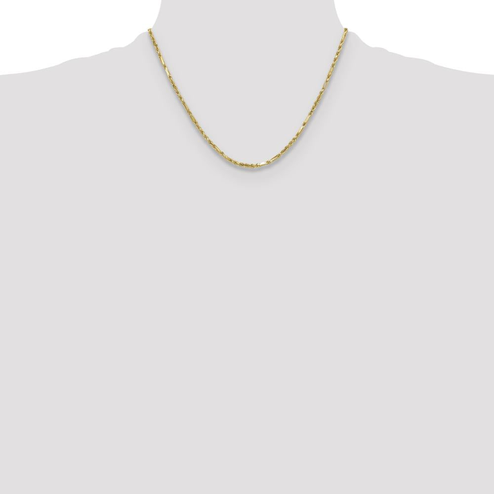 14K Yellow Gold 18" 2.75mm Diamond-Cut Milano Rope Chain by Oro Pregiato