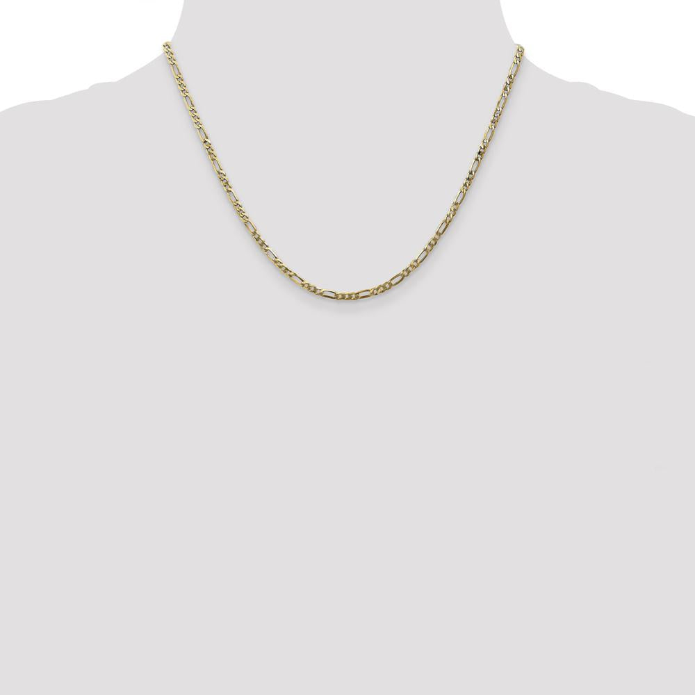 14K Yellow Gold 18" 2.75mm Flat Figaro Chain Necklace with Lobster Clasp by Oro Pregiato