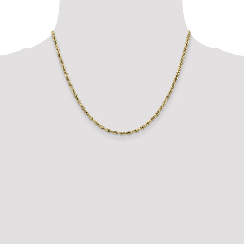 14K Yellow Gold 18" 2.8mm Semi-Solid Rope Chain with Lobster Clasp by Oro Pregiato