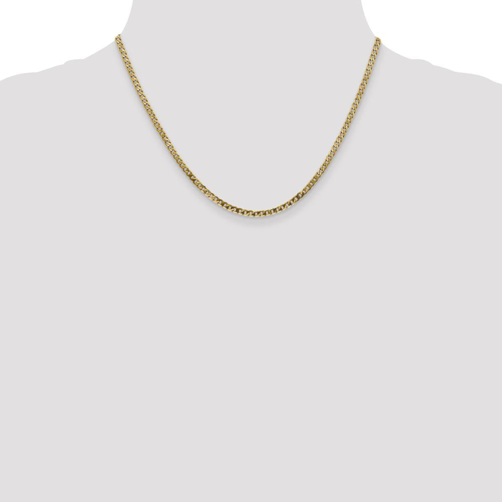 14K Yellow Gold 18" 2.9mm Flat Beveled Curb Chain with Lobster Clasp by Oro Pregiato