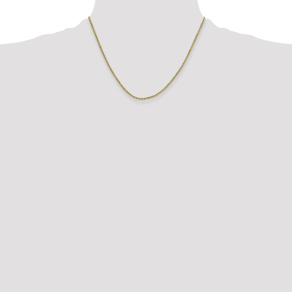 14K Yellow Gold 18" 2mm Semi Solid Diamond-Cut Rope Chain with Lobster Clasp by Oro Pregiato