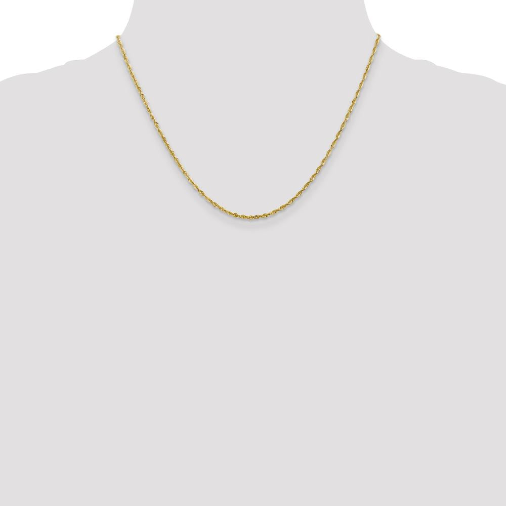 14K Yellow Gold 18" 2mm Ultra Diamond-Cut Rope Chain Necklace with Lobster Clasp by Oro Pregiato