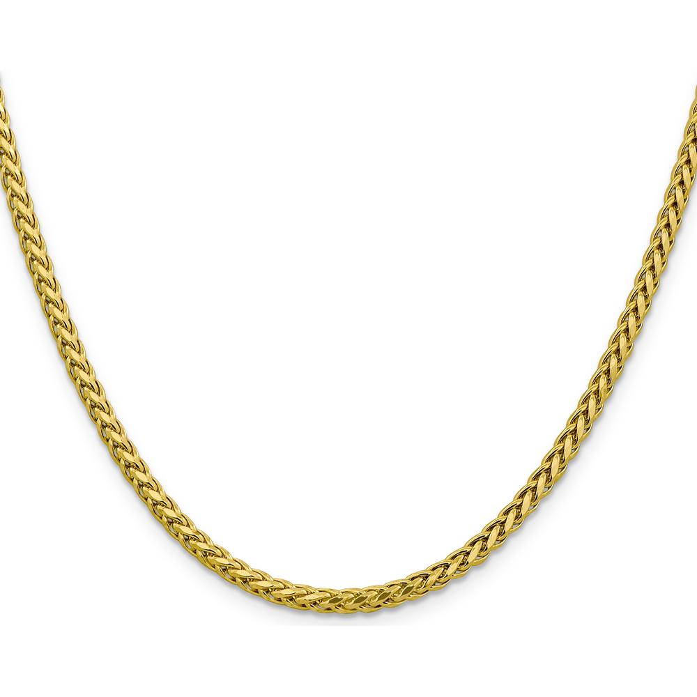 14K Yellow Gold 18" 3.1mm Semi-Solid Diamond-Cut Wheat Chain with Lobster Clasp by Oro Pregiato