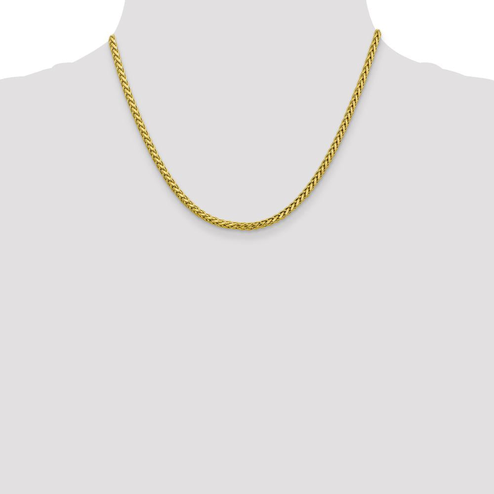 14K Yellow Gold 18" 3.1mm Semi-Solid Diamond-Cut Wheat Chain with Lobster Clasp by Oro Pregiato