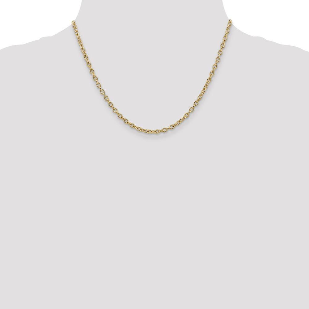 14K Yellow Gold 18" 3.2mm Round Open Link Cable Chain Necklace by Oro Pregiato