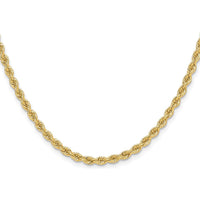 14K Yellow Gold 18" 3.3mm Solid Rope Chain Necklace with Polished Finish