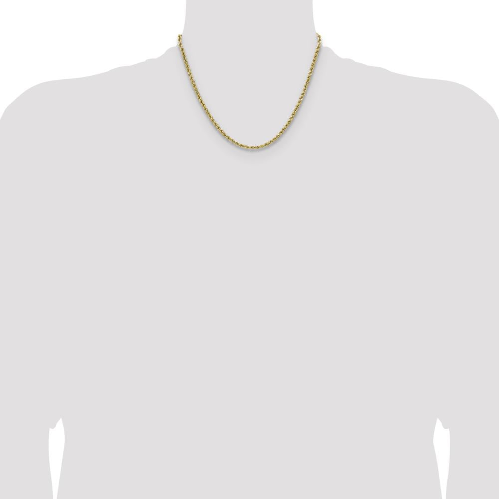 14K Yellow Gold 18" 3.5mm Diamond-Cut Rope Necklace with Lobster Clasp by Oro Pregiato