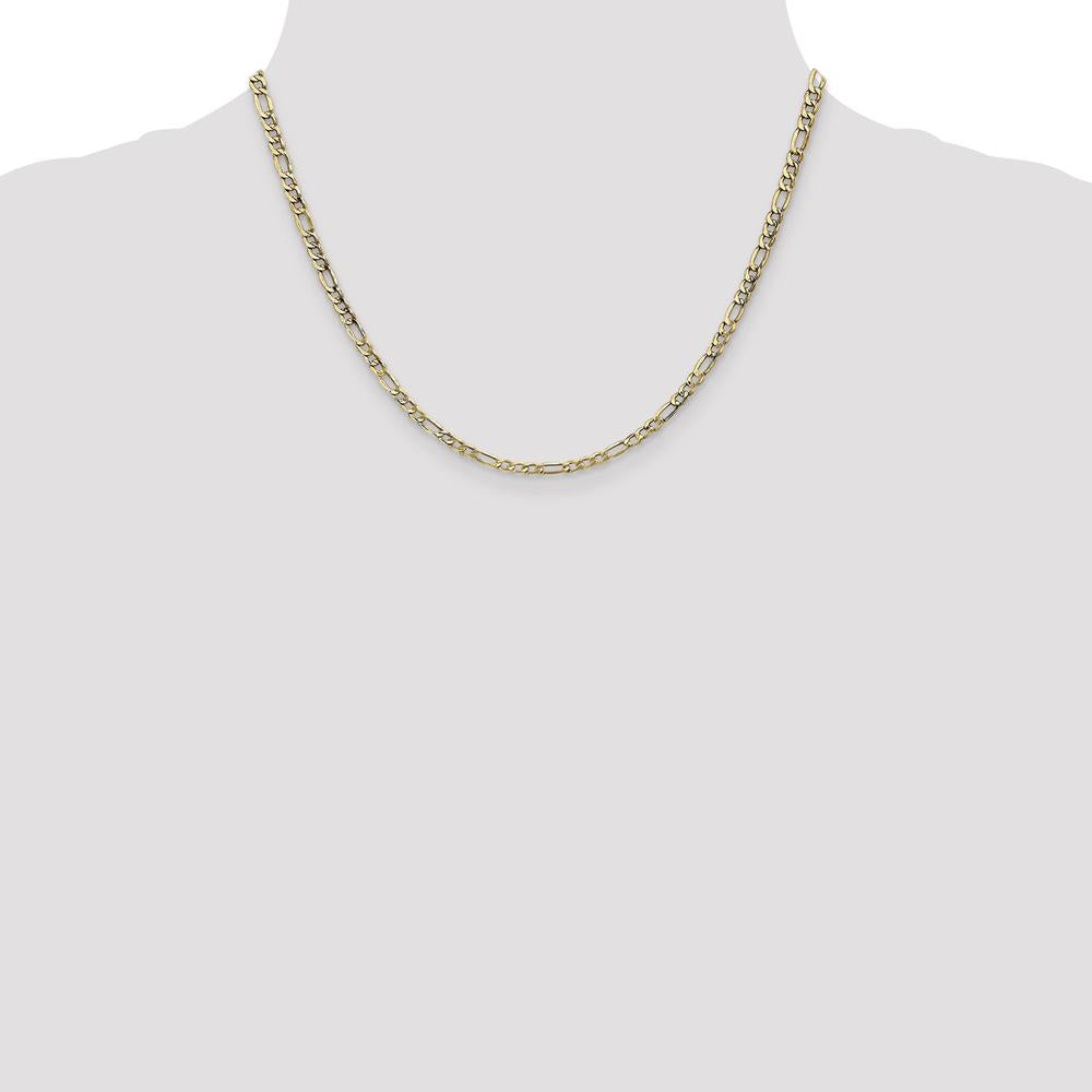 14K Yellow Gold 18" 3.5mm Semi-Solid Figaro Chain with Lobster Clasp by Oro Pregiato