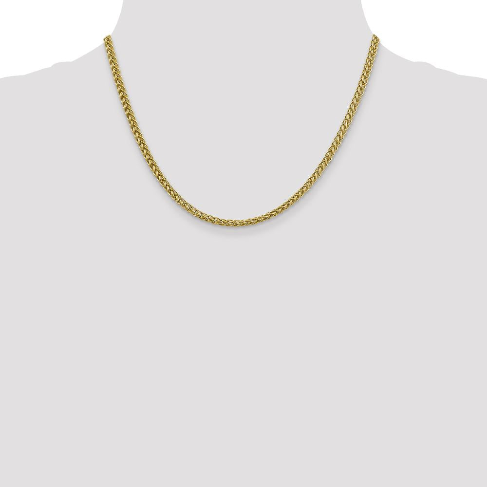 14K Yellow Gold 18" 3.5mm Semi-Solid Wheat Chain with Lobster Clasp by IBGoodman