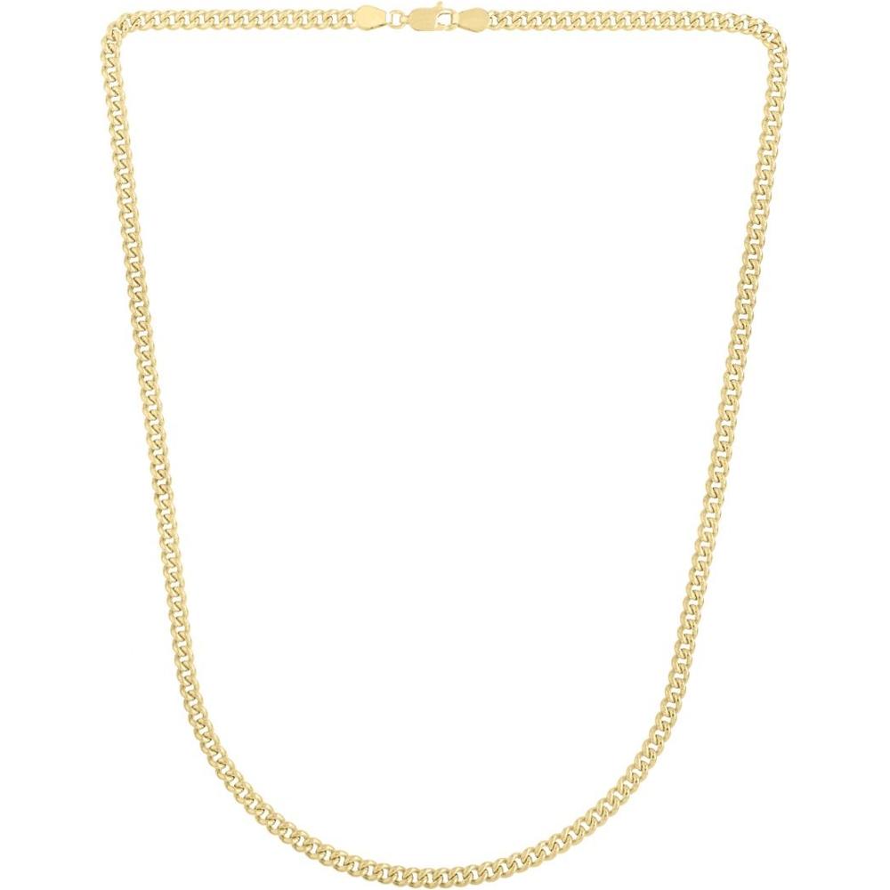 14K Yellow Gold 18" 3.65mm Light Gourmette Chain Necklace with Polished Finish and Lobster Clasp by Orozza Fine Jewelry