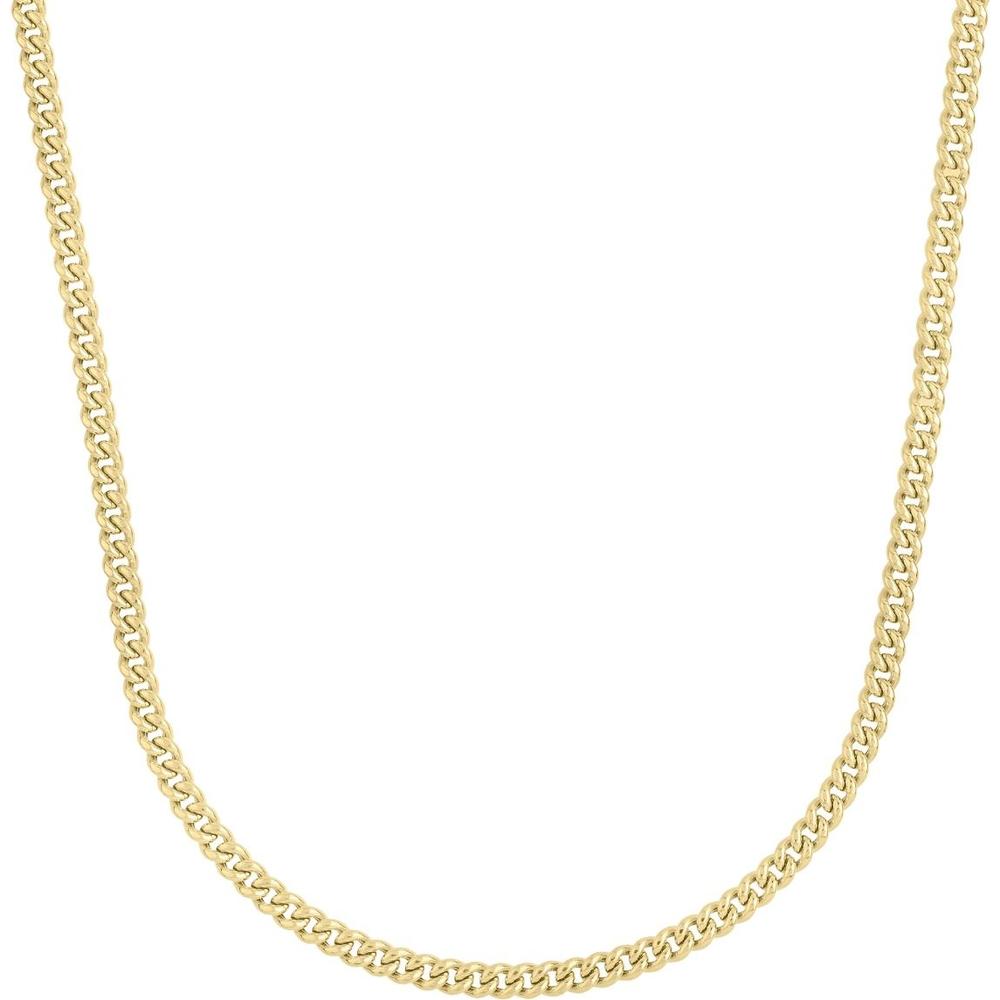 14K Yellow Gold 18" 3.65mm Light Gourmette Chain Necklace with Polished Finish and Lobster Clasp by Orozza Fine Jewelry