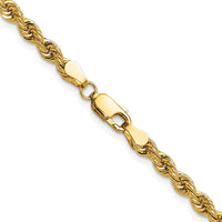14K Yellow Gold 18" 3.8mm Solid Rope Chain Necklace with Lobster Clasp