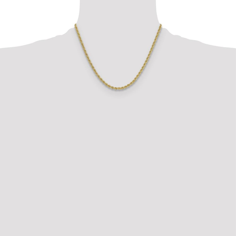 14K Yellow Gold 18" 3.8mm Solid Rope Chain Necklace with Lobster Clasp