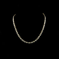 14K Yellow Gold 18.39 Carats Mixed Shape Lab Diamond Tennis Necklace with Oval, Pear, and Heart Cuts in East-West Bezel Settings - E-F VS1 - Covaloro Fine Jewelry