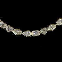 14K Yellow Gold 18.39 Carats Mixed Shape Lab Diamond Tennis Necklace with Oval, Pear, and Heart Cuts in East-West Bezel Settings - E-F VS1 - Covaloro Fine Jewelry