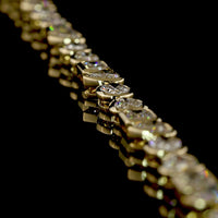 14K Yellow Gold 18.39 Carats Mixed Shape Lab Diamond Tennis Necklace with Oval, Pear, and Heart Cuts in East-West Bezel Settings - E-F VS1 - Covaloro Fine Jewelry