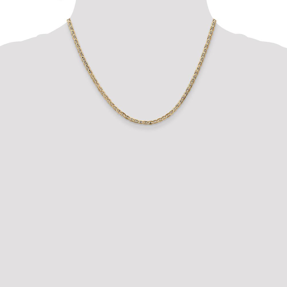 14K Yellow Gold 18" 3mm Concave Anchor Chain Necklace - Polished Finish by Oro Pregiato