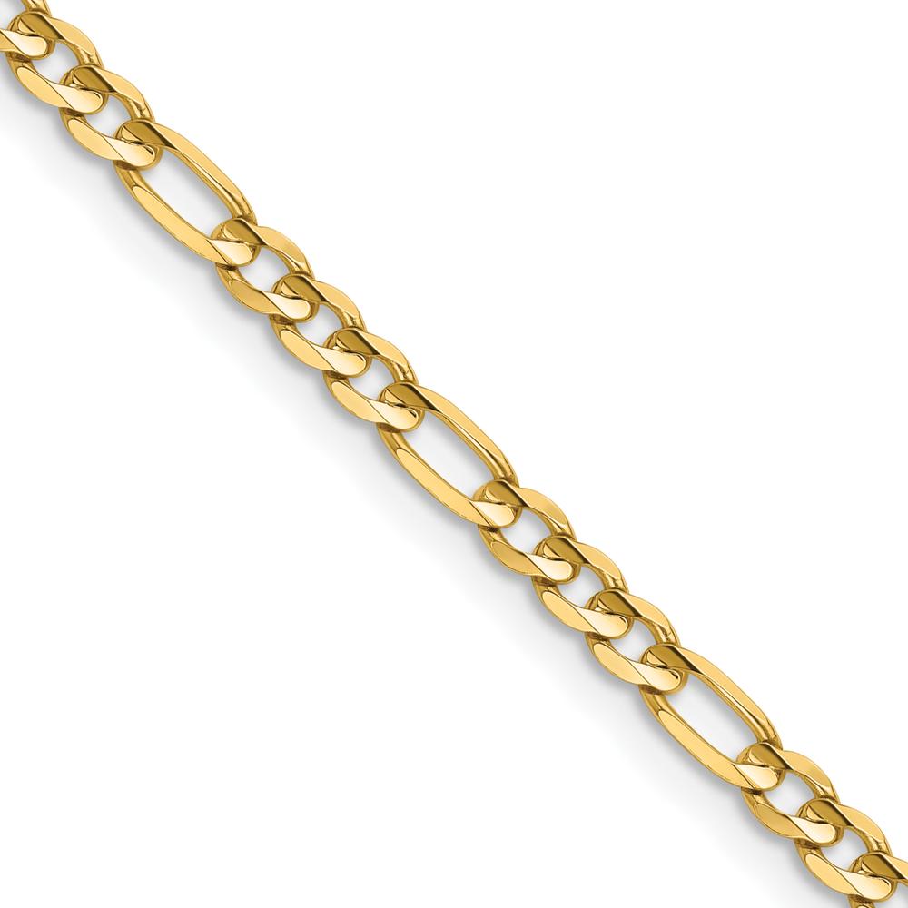 14K Yellow Gold 18" 3mm Concave Open Figaro Chain with Lobster Clasp by Oro Pregiato