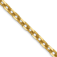 14K Yellow Gold 18" 3mm Diamond-Cut Round Open Link Cable Chain with Lobster Clasp by Oro Pregiato