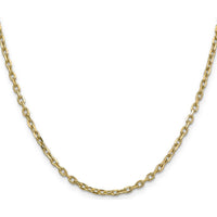 14K Yellow Gold 18" 3mm Diamond-Cut Round Open Link Cable Chain with Lobster Clasp by Oro Pregiato