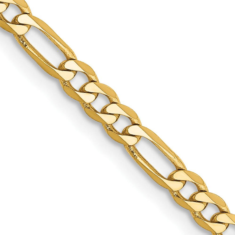 14K Yellow Gold 18" 3mm Flat Figaro Chain Necklace with Lobster Clasp by Oro Pregiato