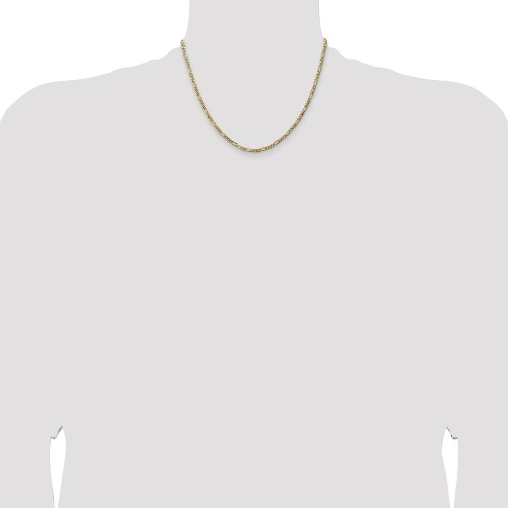 14K Yellow Gold 18" 3mm Flat Figaro Chain Necklace with Lobster Clasp by Oro Pregiato