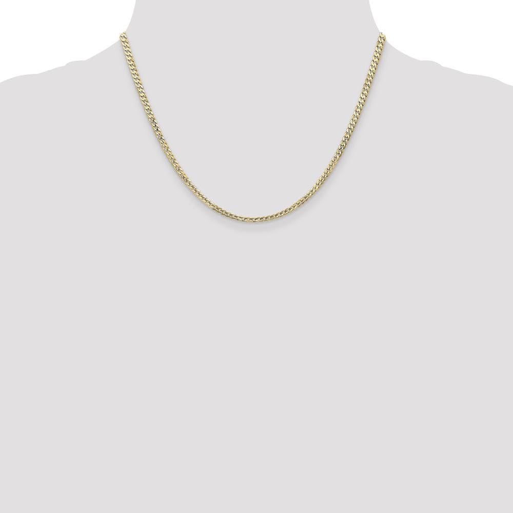 14K Yellow Gold 18" 3mm Open Concave Curb Chain Necklace with Lobster Clasp by IBGoodman