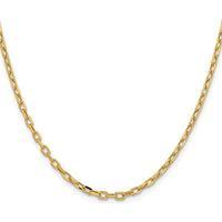 14K Yellow Gold 18" 3mm Semi-Solid Diamond-Cut Cable Chain Necklace with Lobster Clasp by Oro Pregiato