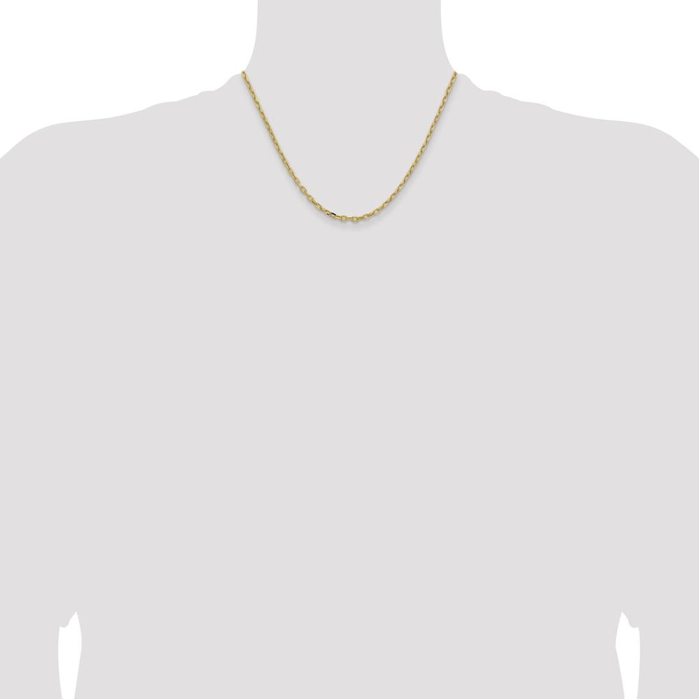 14K Yellow Gold 18" 3mm Semi-Solid Diamond-Cut Cable Chain Necklace with Lobster Clasp by Oro Pregiato