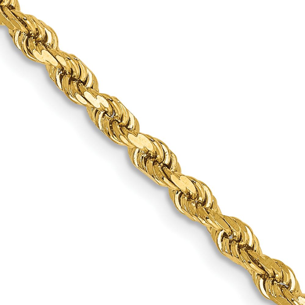 14K Yellow Gold 18" 3mm Semi-Solid Diamond-Cut Rope Chain Necklace with Lobster Clasp by Oro Pregiato