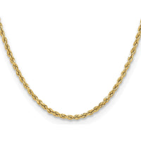 14K Yellow Gold 18" 3mm Semi-Solid Diamond-Cut Rope Chain Necklace with Lobster Clasp by Oro Pregiato