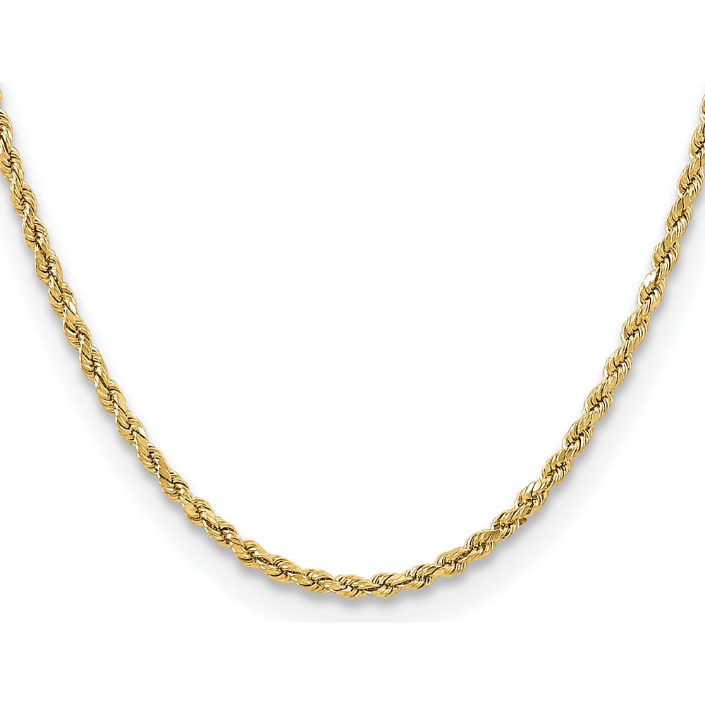 14K Yellow Gold 18" 3mm Semi-Solid Diamond-Cut Rope Chain Necklace with Lobster Clasp by Oro Pregiato