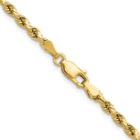 14K Yellow Gold 18" 3mm Semi-Solid Diamond-Cut Rope Chain Necklace with Lobster Clasp by Oro Pregiato