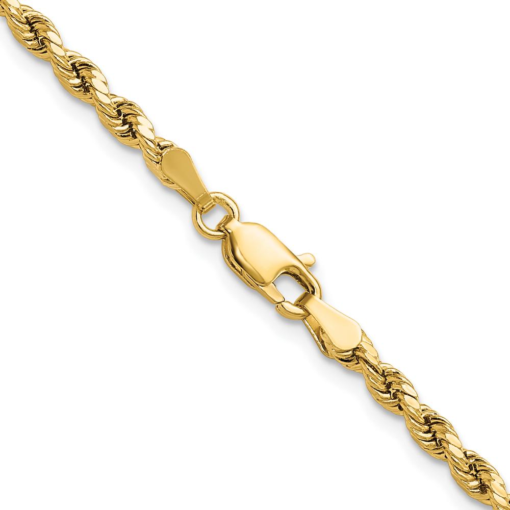14K Yellow Gold 18" 3mm Semi-Solid Diamond-Cut Rope Chain Necklace with Lobster Clasp by Oro Pregiato