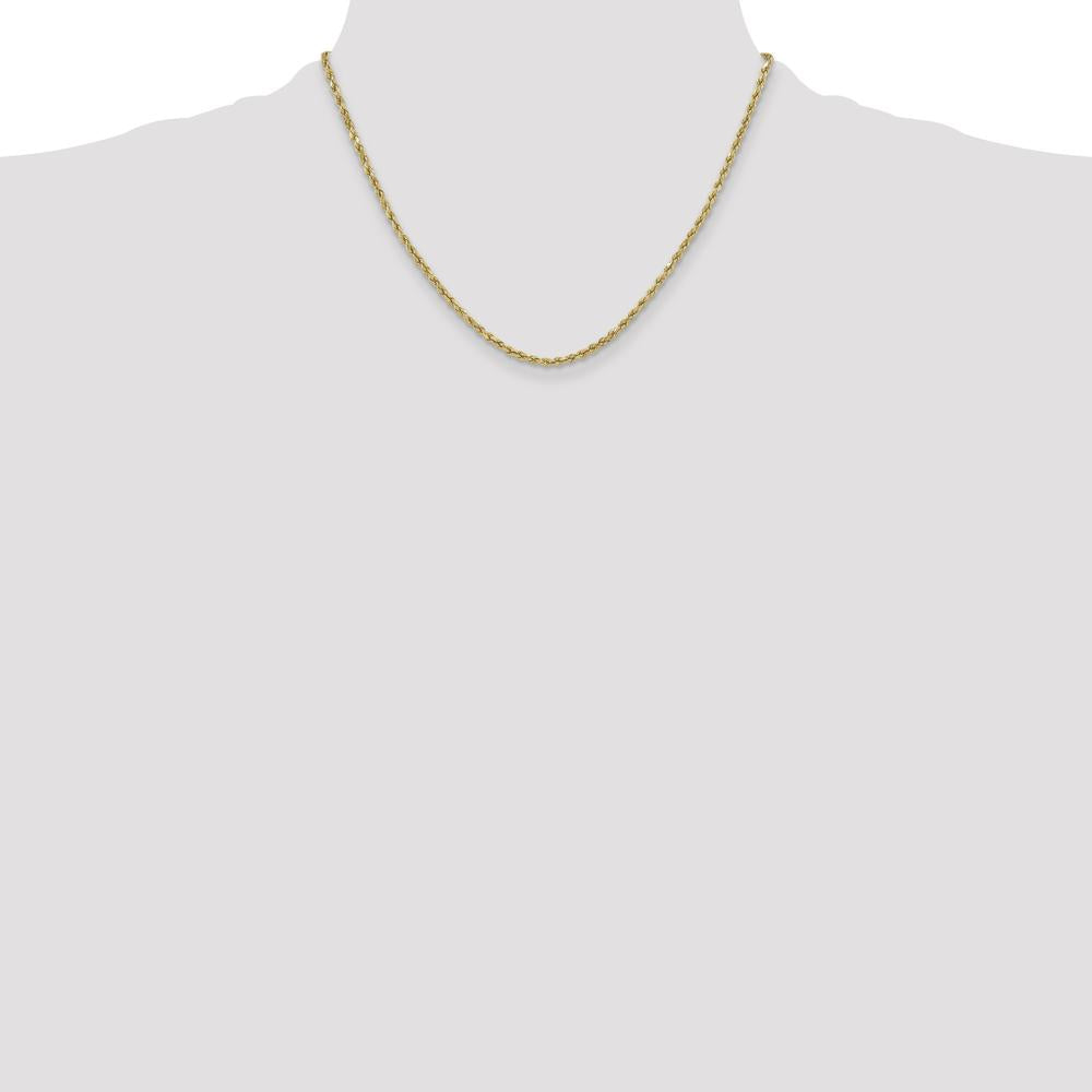 14K Yellow Gold 18" 3mm Semi-Solid Diamond-Cut Rope Chain Necklace with Lobster Clasp by Oro Pregiato