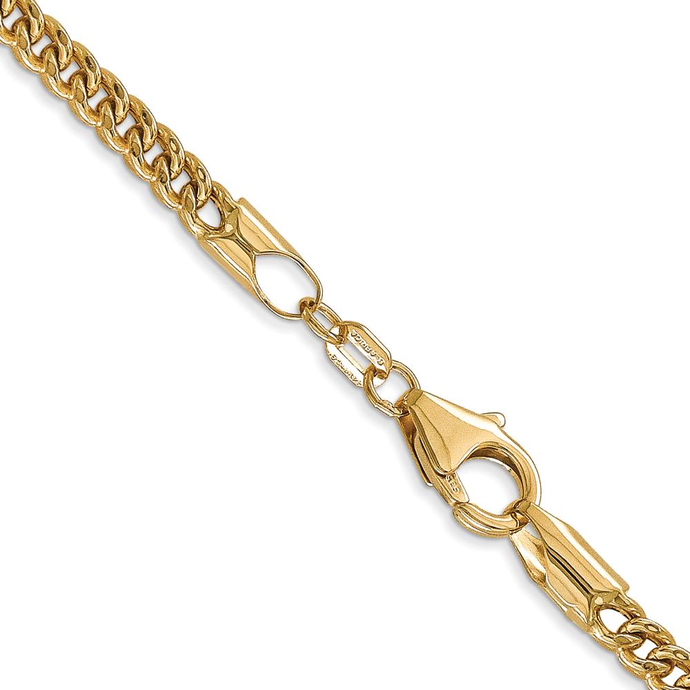 14K Yellow Gold 18" 3mm Semi-Solid Franco Chain Necklace with Fancy Lobster Clasp by Oro Pregiato