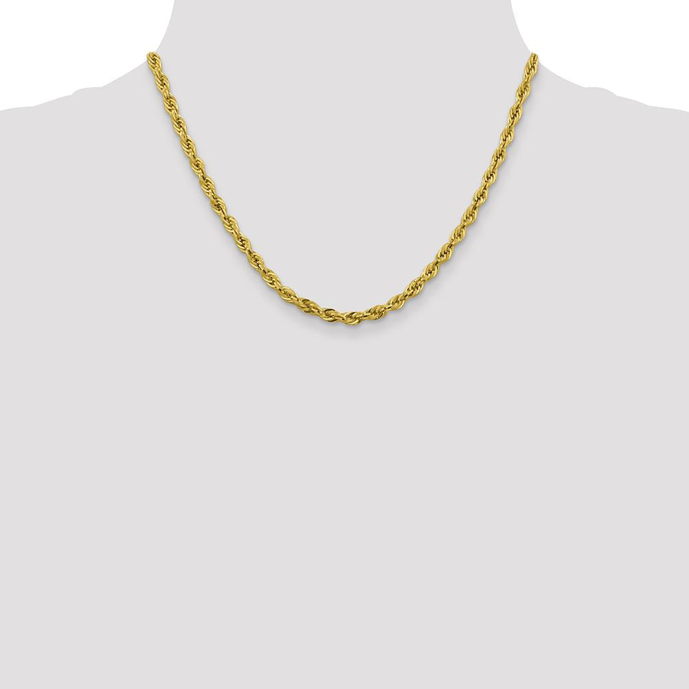 14K Yellow Gold 18" 4.25mm Semi-Solid Rope Chain with Lobster Clasp by Oro Pregiato