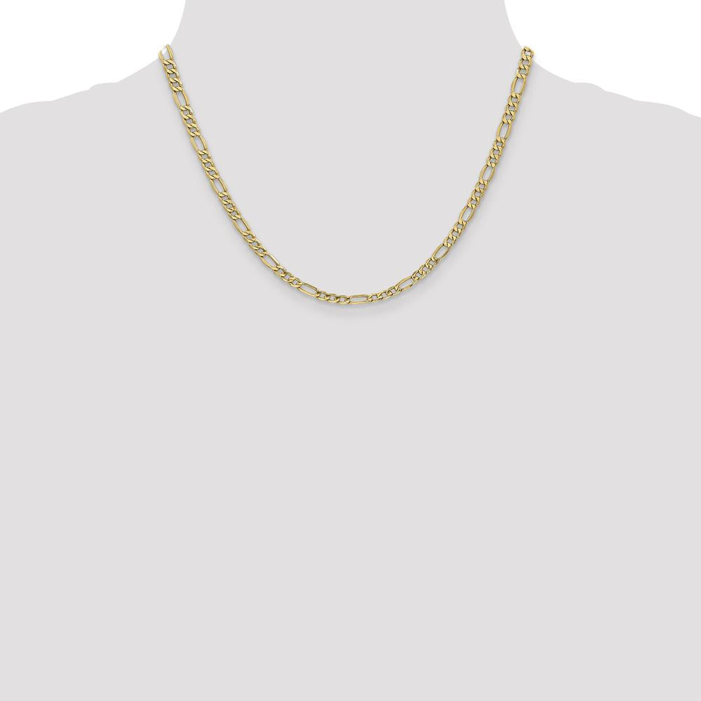 14K Yellow Gold 18" 4.2mm Semi-Solid Figaro Chain with Lobster Clasp by Oro Pregiato