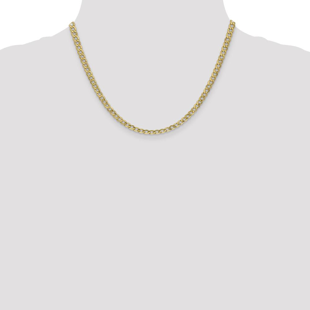 14K Yellow Gold 18" 4.3mm Semi-Solid Curb Link Necklace with Lobster Clasp by Oro Pregiato